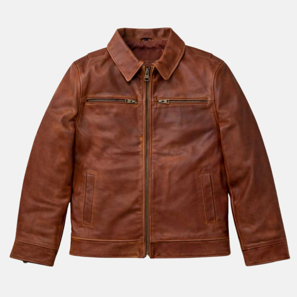 brown leather jacket men