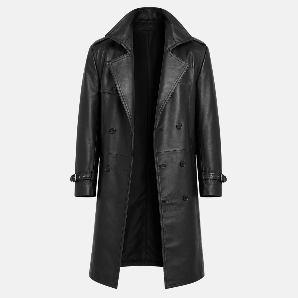 black leather trench coat men