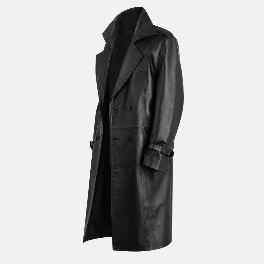 mens leather trench coat