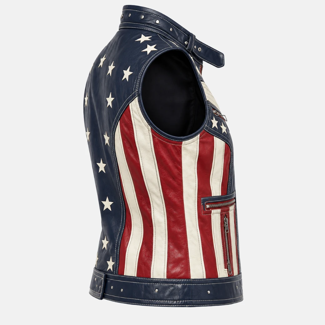 Stars and Stripes Leather Vest