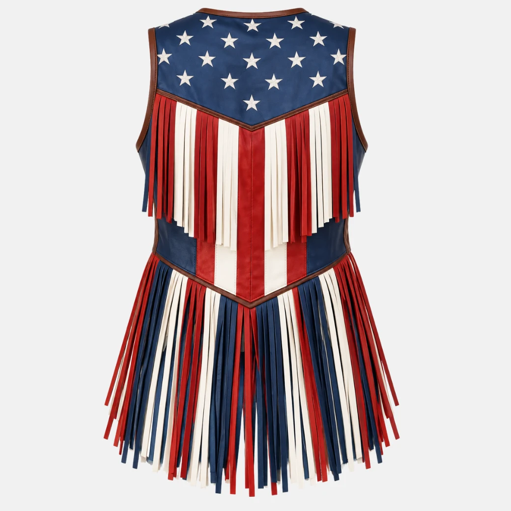 Patriotic Leather Biker Vest