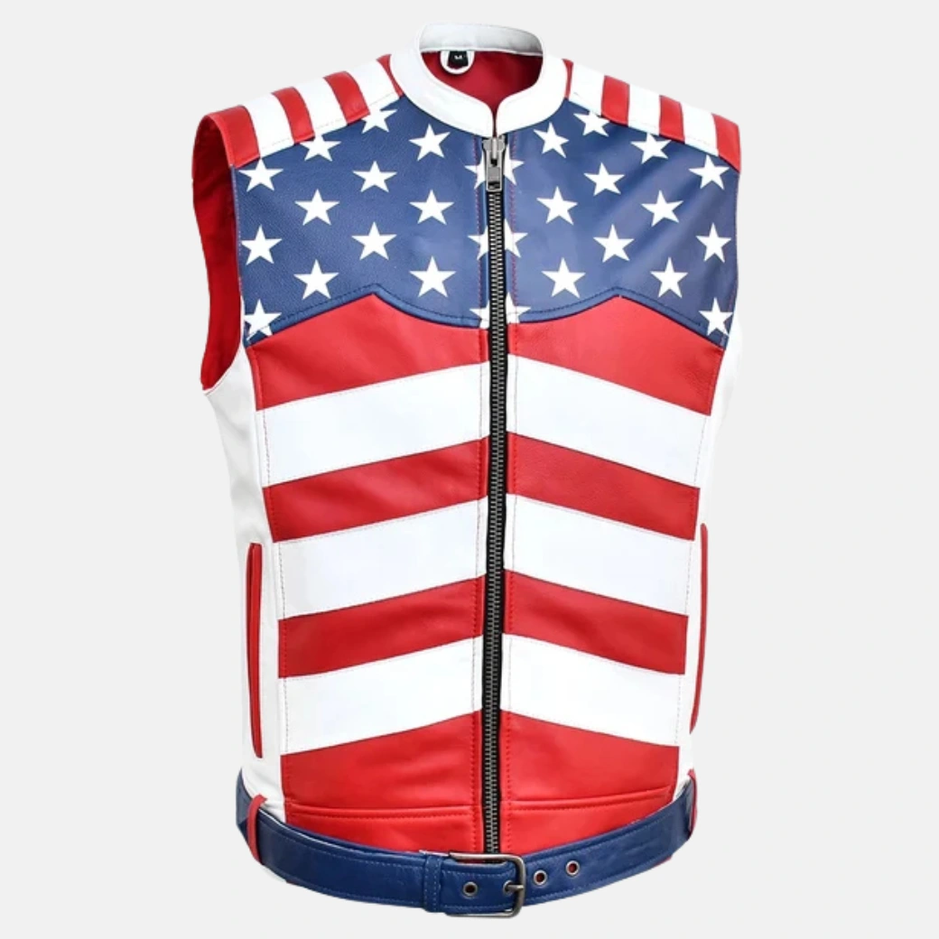Stateside American Flag Leather Vest